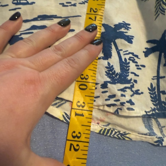 Checkpoint Red and Blue Casual Button Down Shirt with Tropical Print - Picture 4 of 5